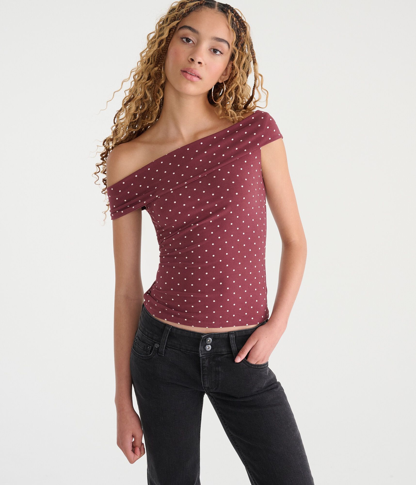Polka Dot Multi-Way Off-The-Shoulder Top