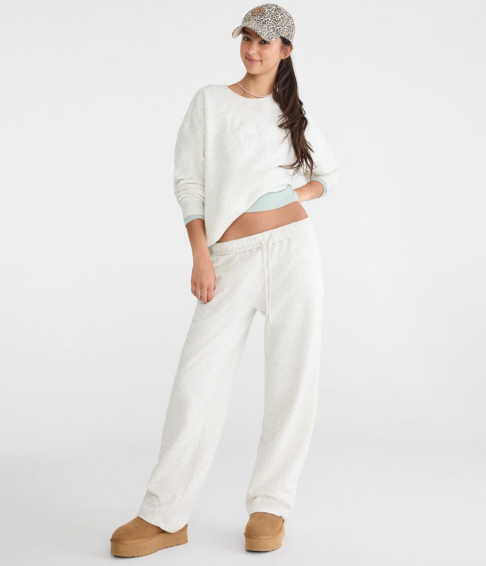 Cloud Soft Lace Bow Oversized Crew Sweatshirt