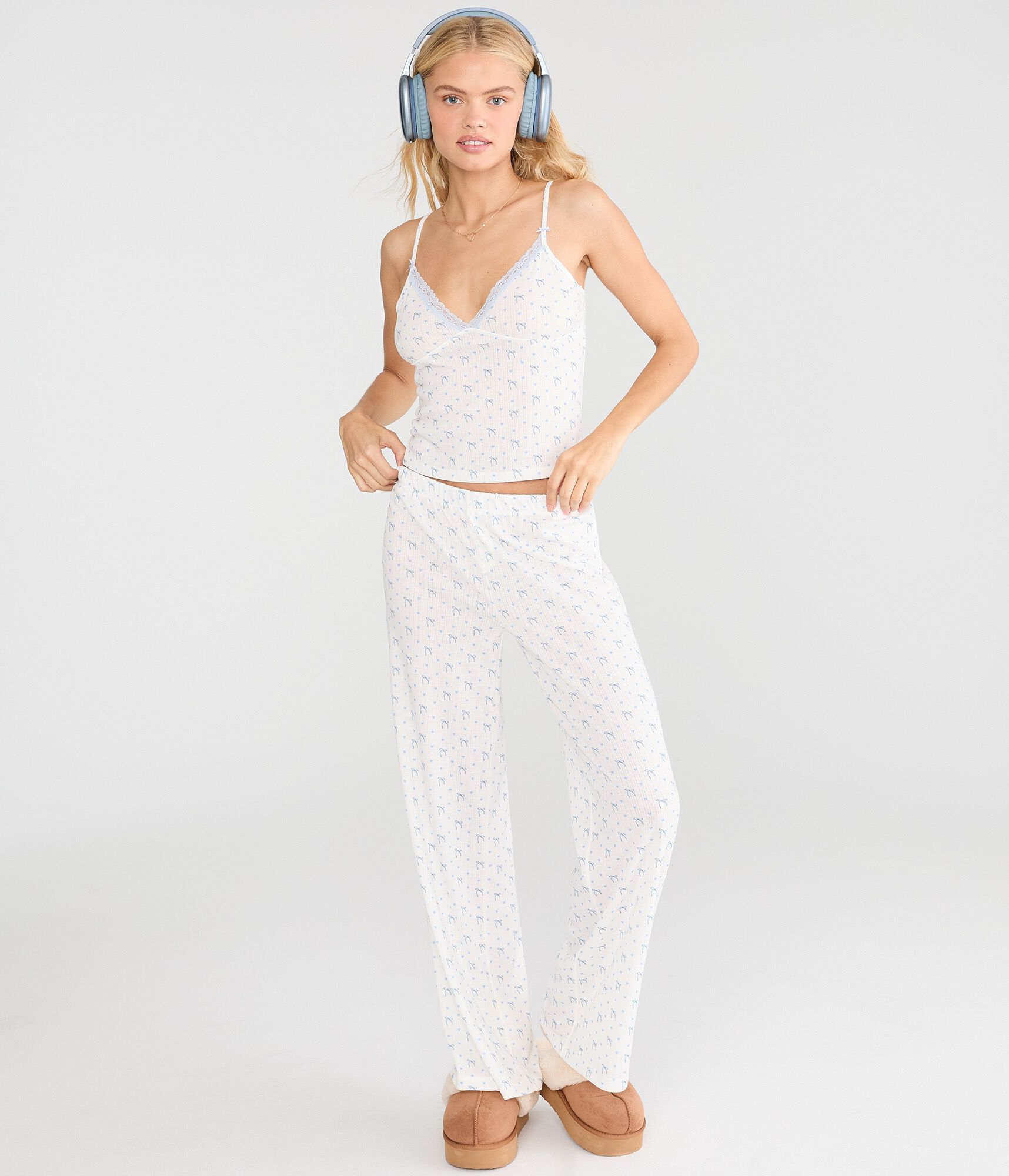 Printed Pointelle Sleep Pants
