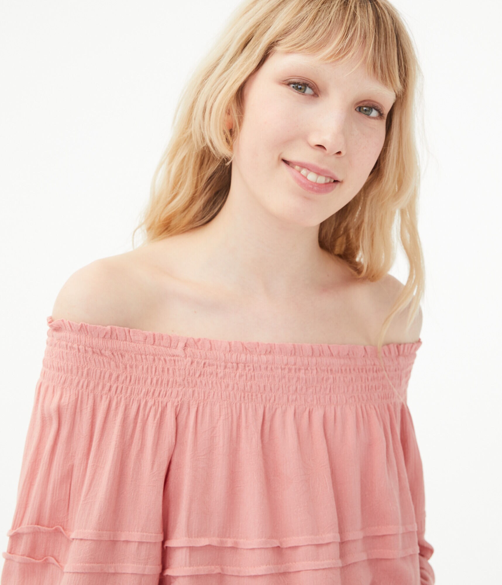 Long Sleeve Off-The-Shoulder Peasant Crop Top