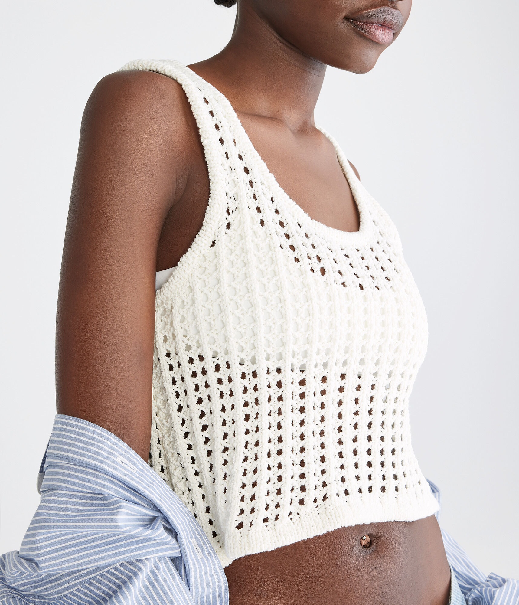 Crocheted Scoop-Neck Cropped Tank