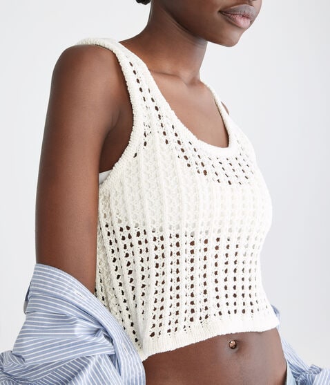 Crocheted Scoop-Neck Cropped Tank Crocheted Scoop-Neck Cropped Tank