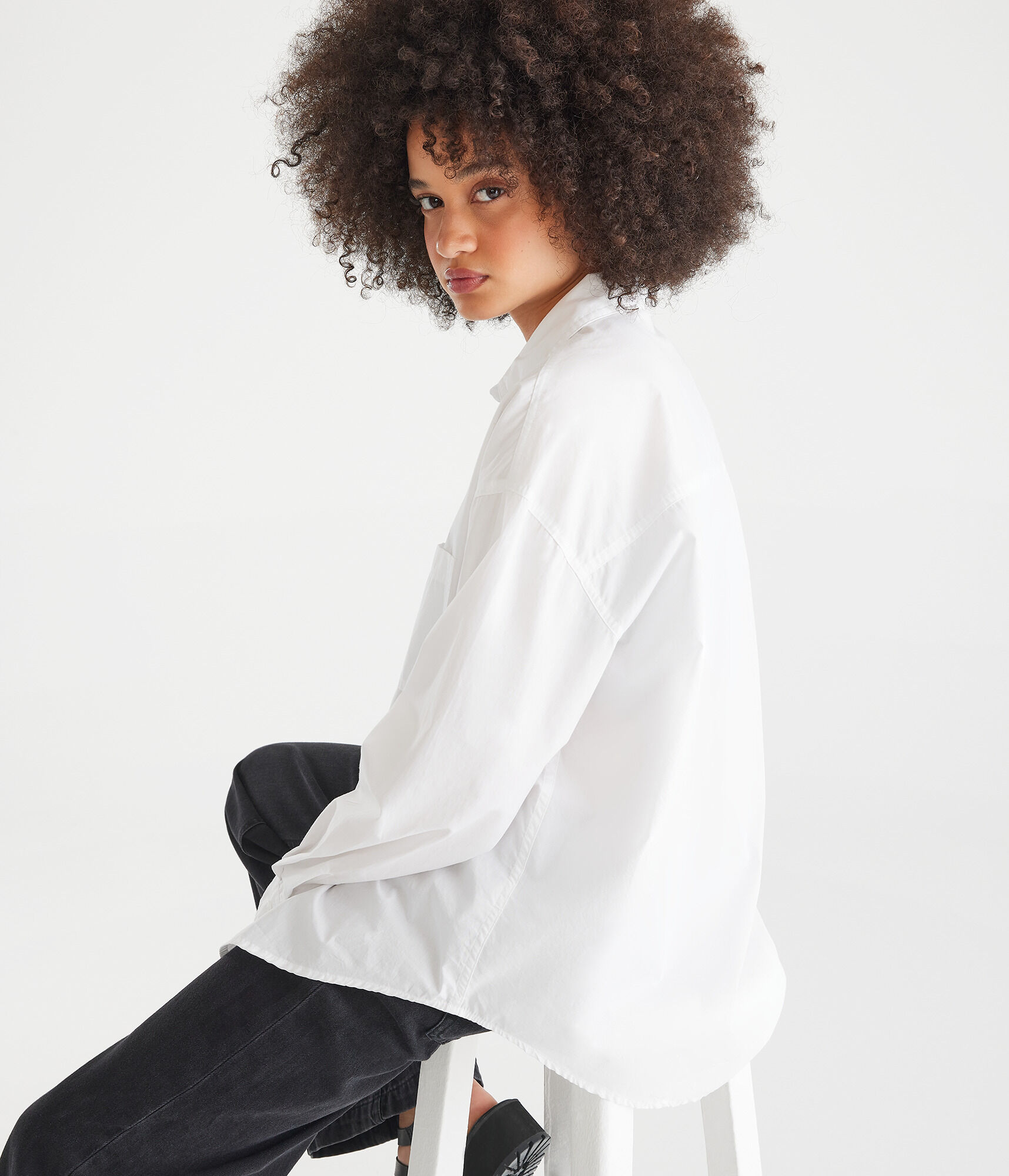 Long Sleeve Oversized Poplin Shirt