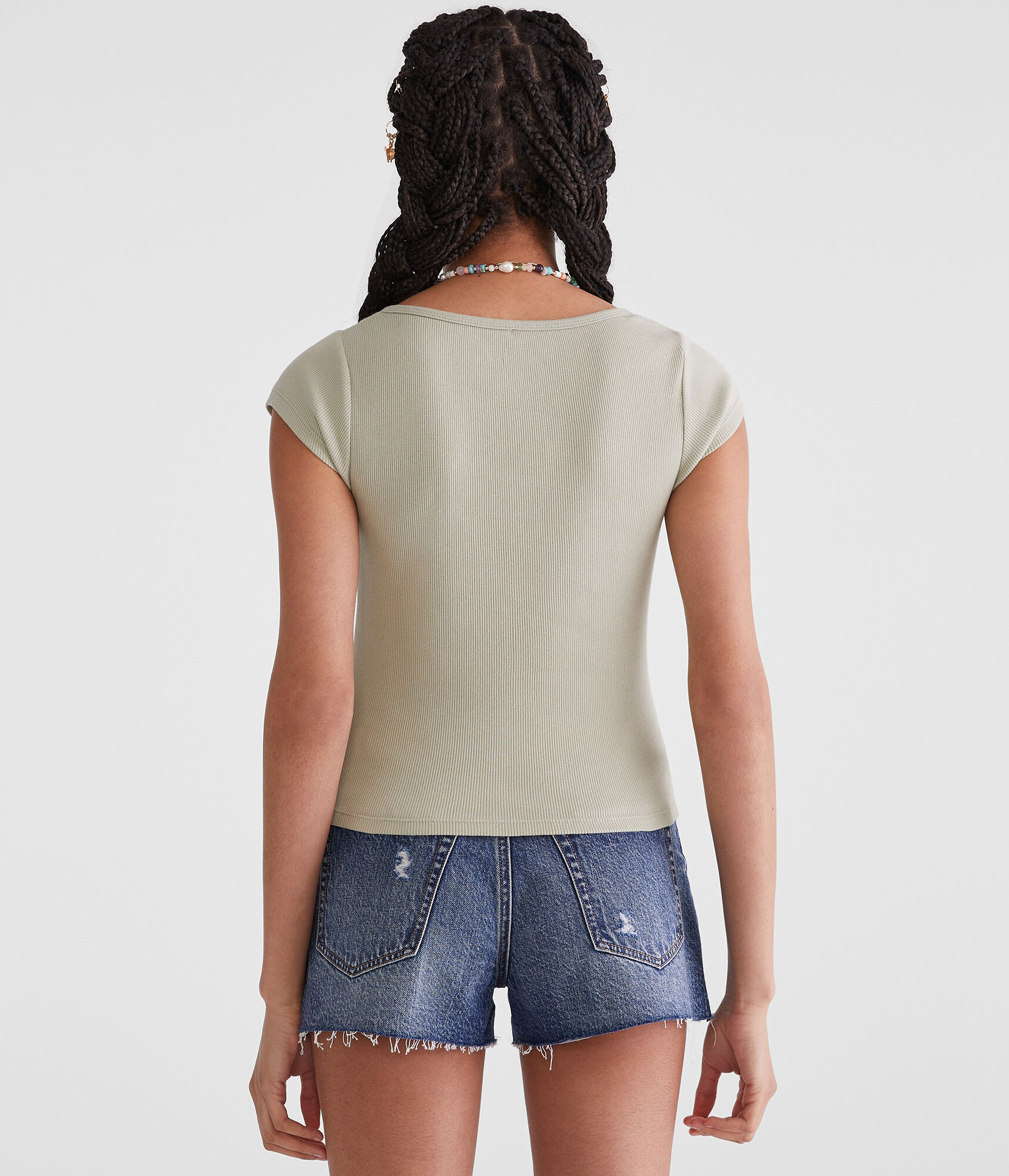 Seriously Soft Scoop-Neck Button-Front Tee