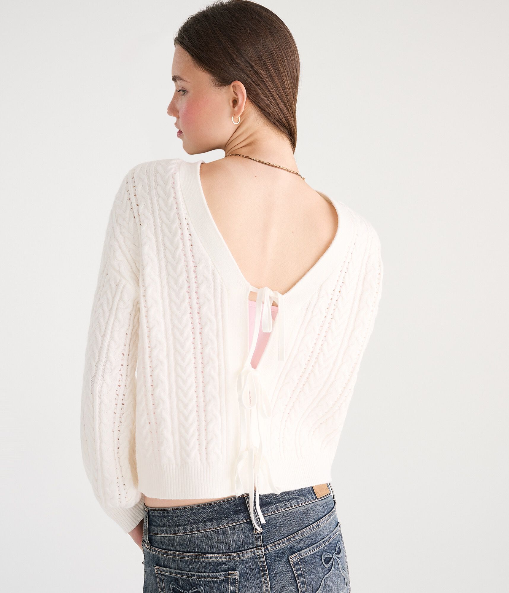 Cable Reversible Tie Cardigan