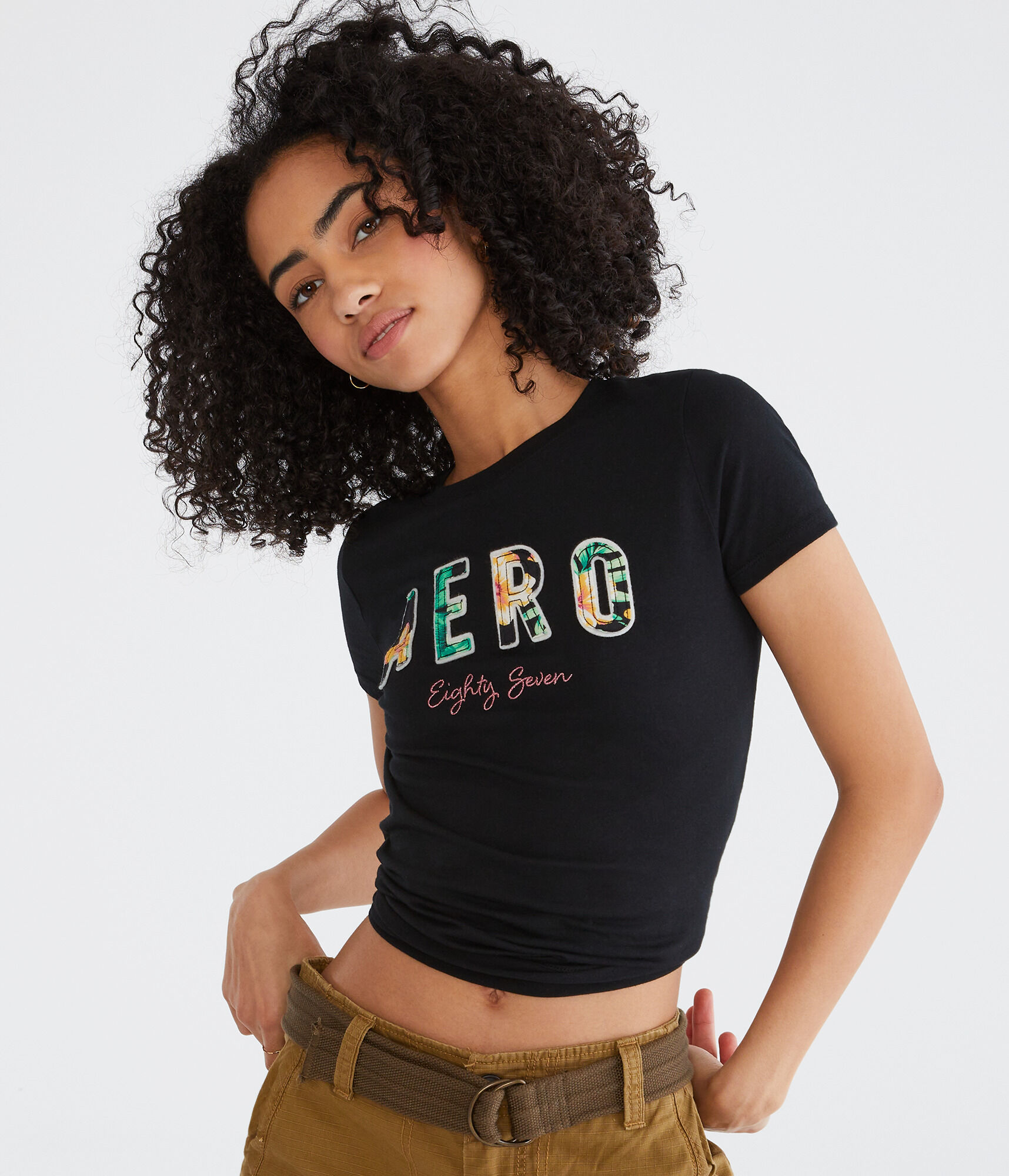 Aero Floral Fill Appliqu&eacute; Graphic Tee