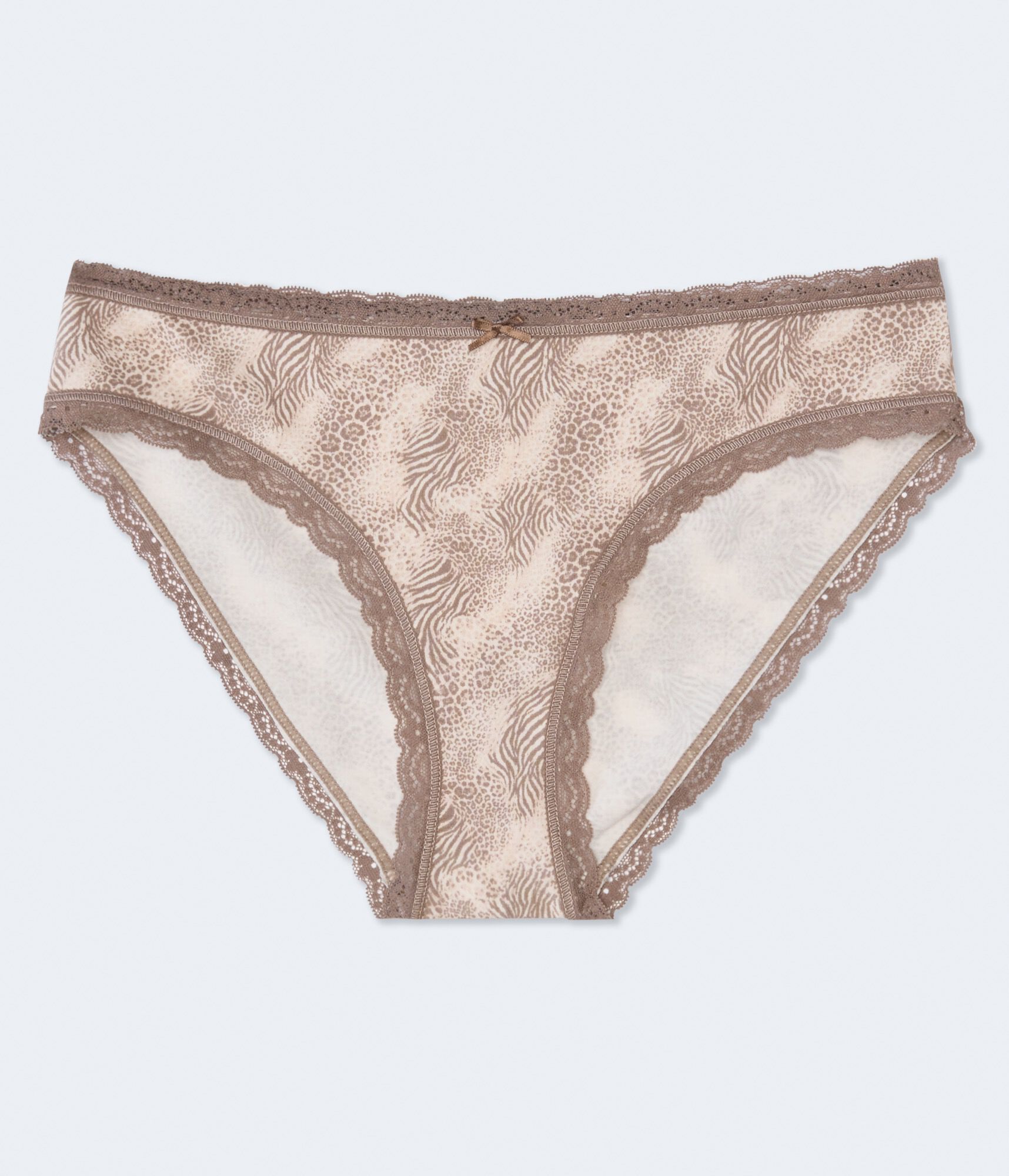 Cotton Animal Print Lace-Trim Hipster