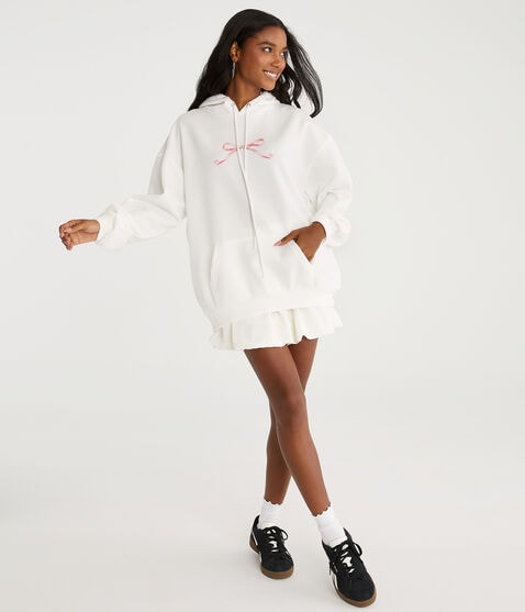 Pink Bow Oversized Pullover Hoodie