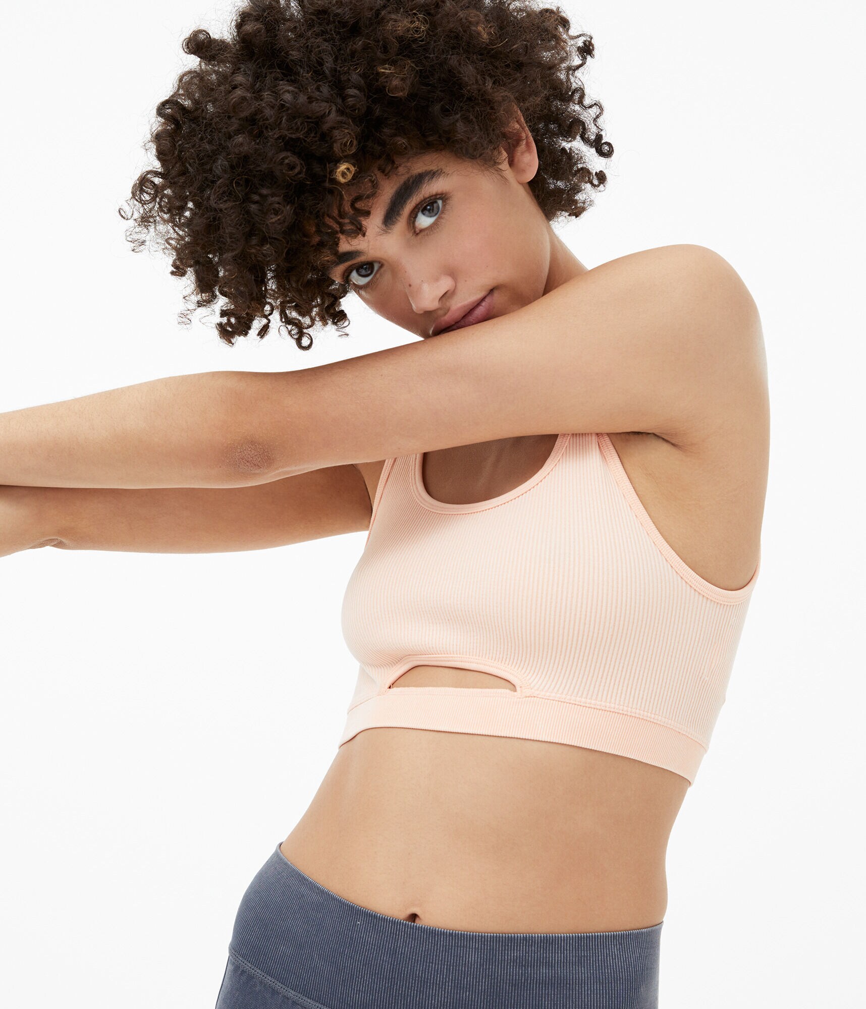 Acid Wash Seamless Cutout Cropped Tank