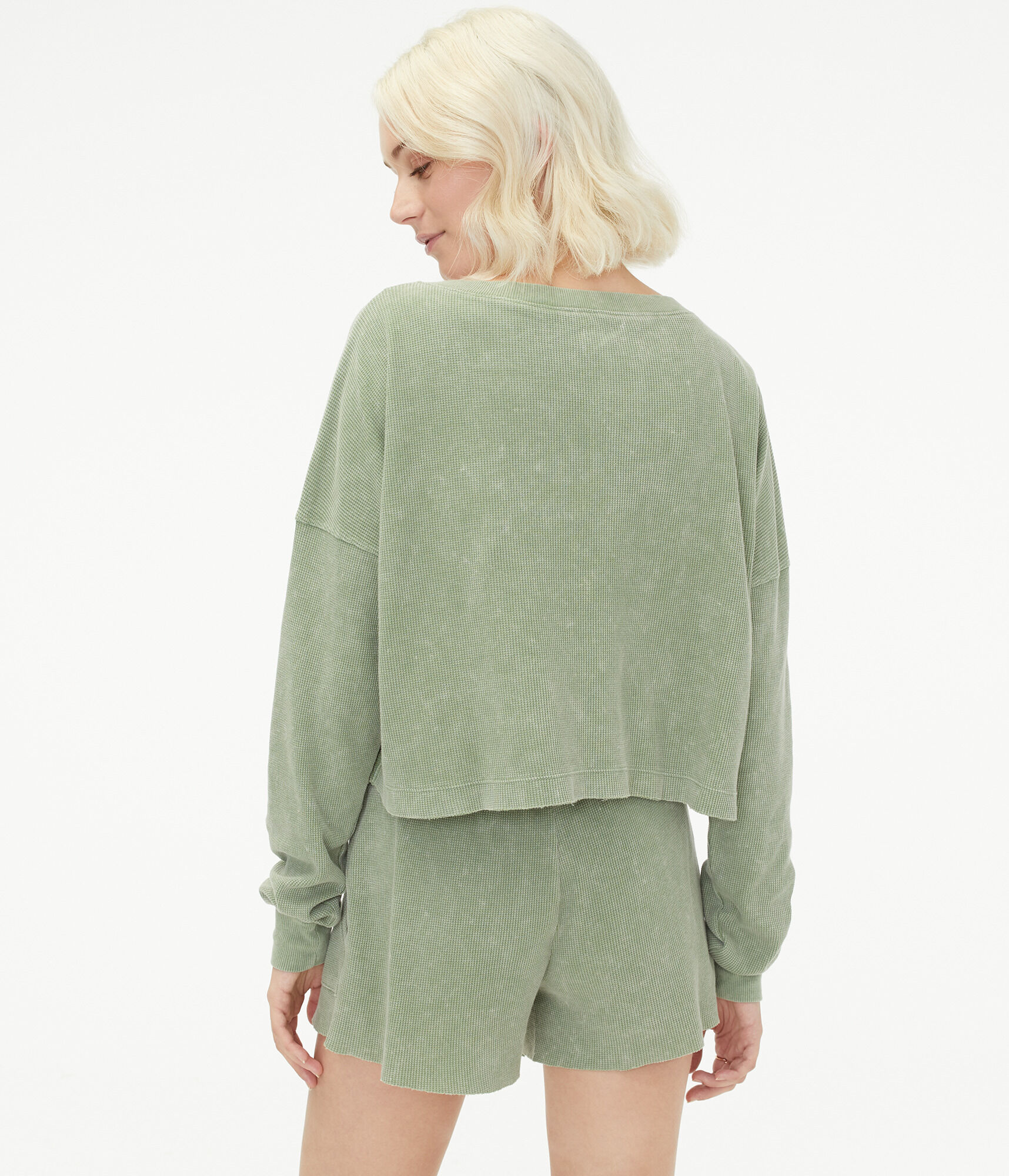 Long Sleeve Thermal Cropped Sleep Henley