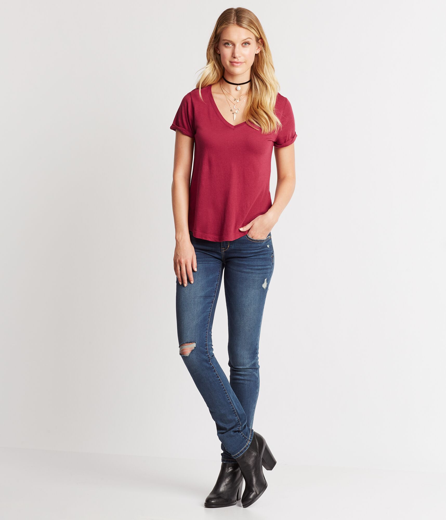 Skinny Destroyed Dark Wash Jean