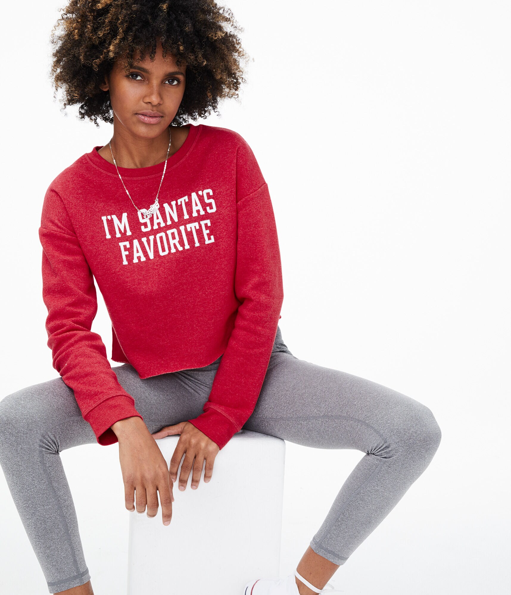 Santa's Favorite Cropped Crew Sweatshirt