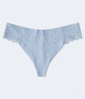 Floral Lace-Trim No Show Cotton Thong