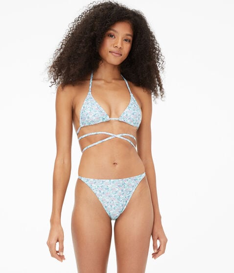 Floral Strappy Triangle Bikini Top
