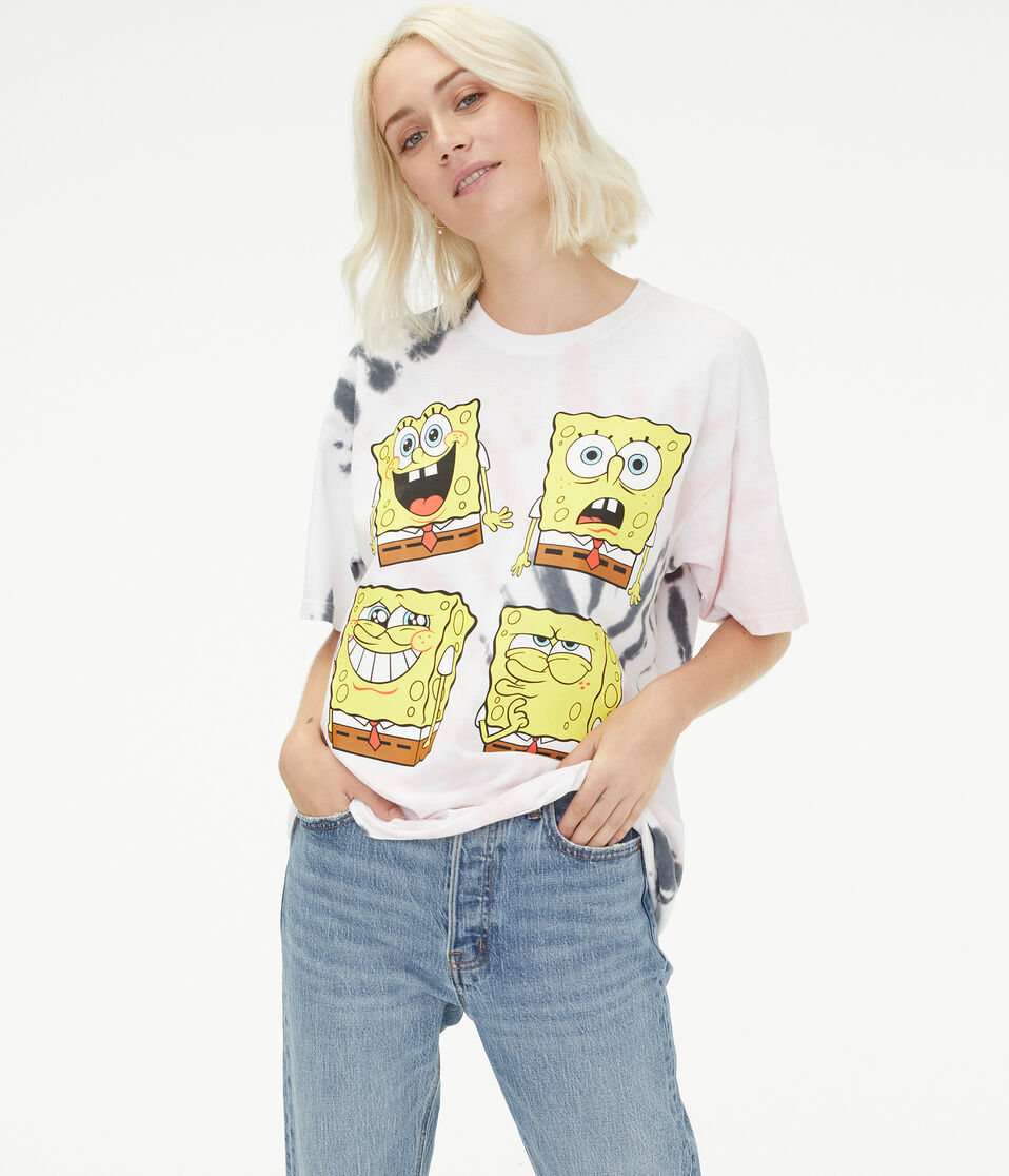 SpongeBob Emotions Tie-Dye Oversized Graphic Tee