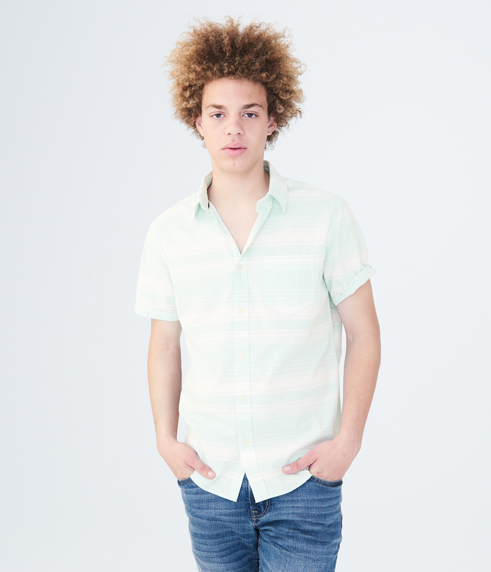 Horizontal Stripe Woven Shirt