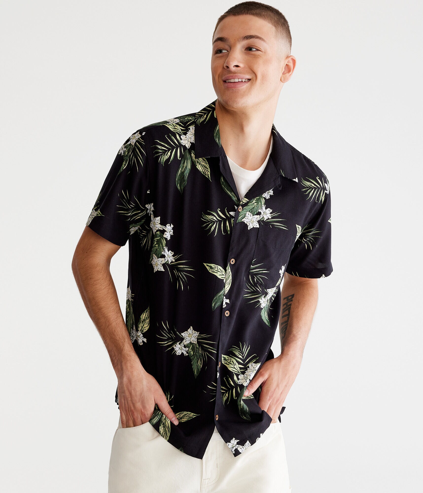 Tropical Print Camp Shirt