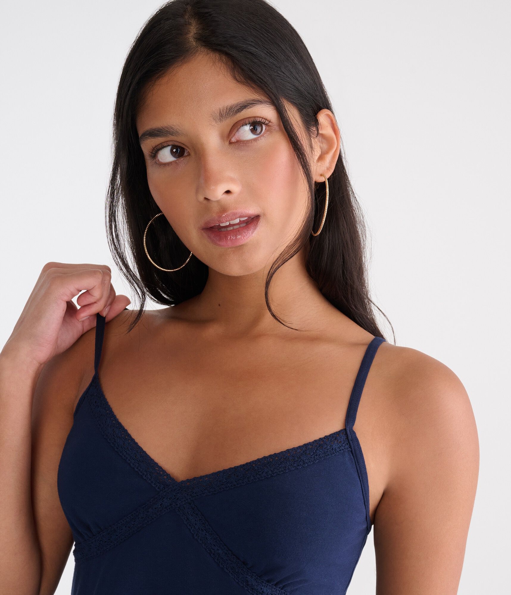 Crisscross Lace V-Neck Babydoll Cami