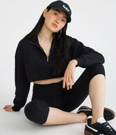 Ribbed Cropped Half-Zip Sweatshirt