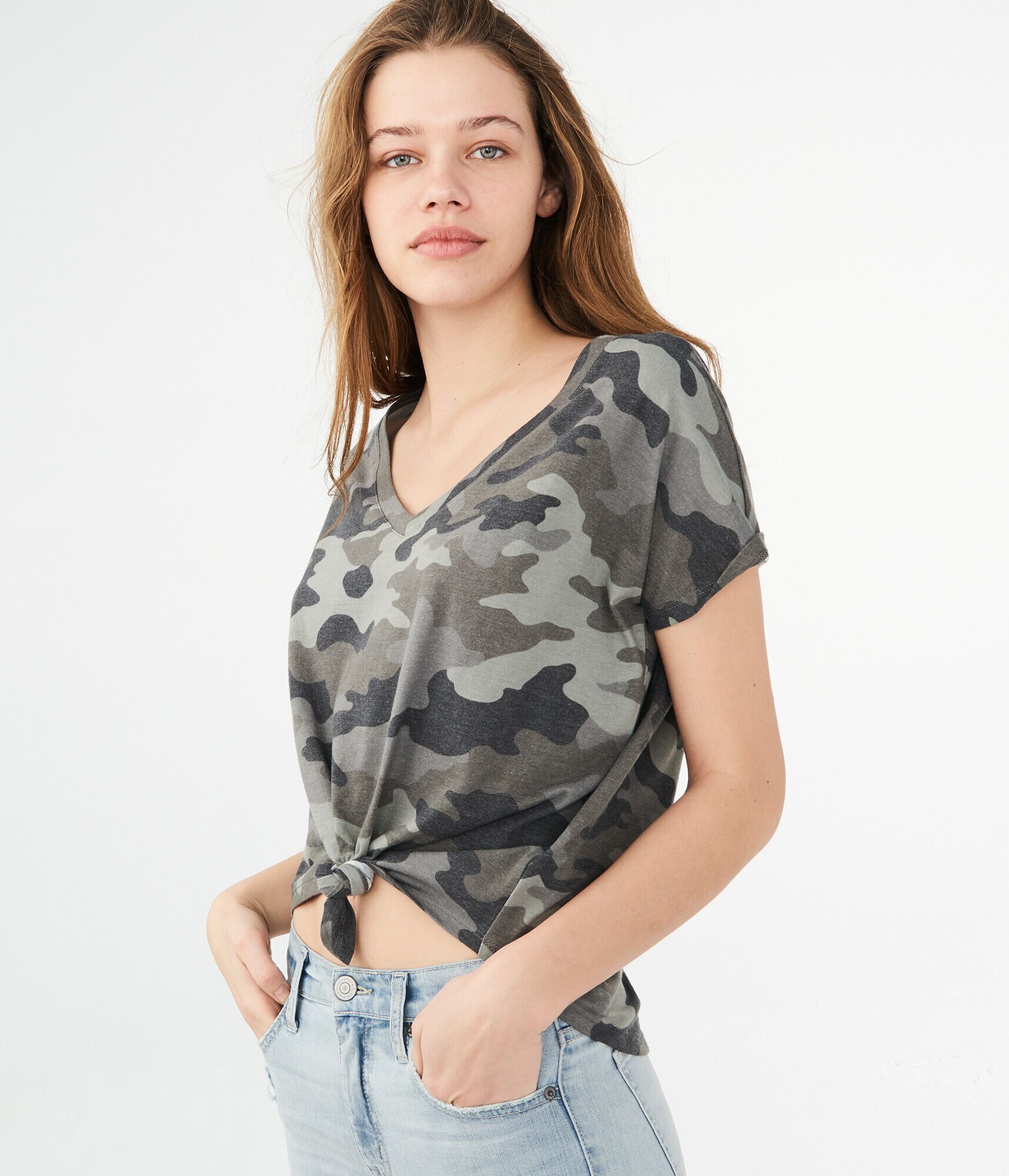 LLD Camo V-Neck Tunic Tee***
