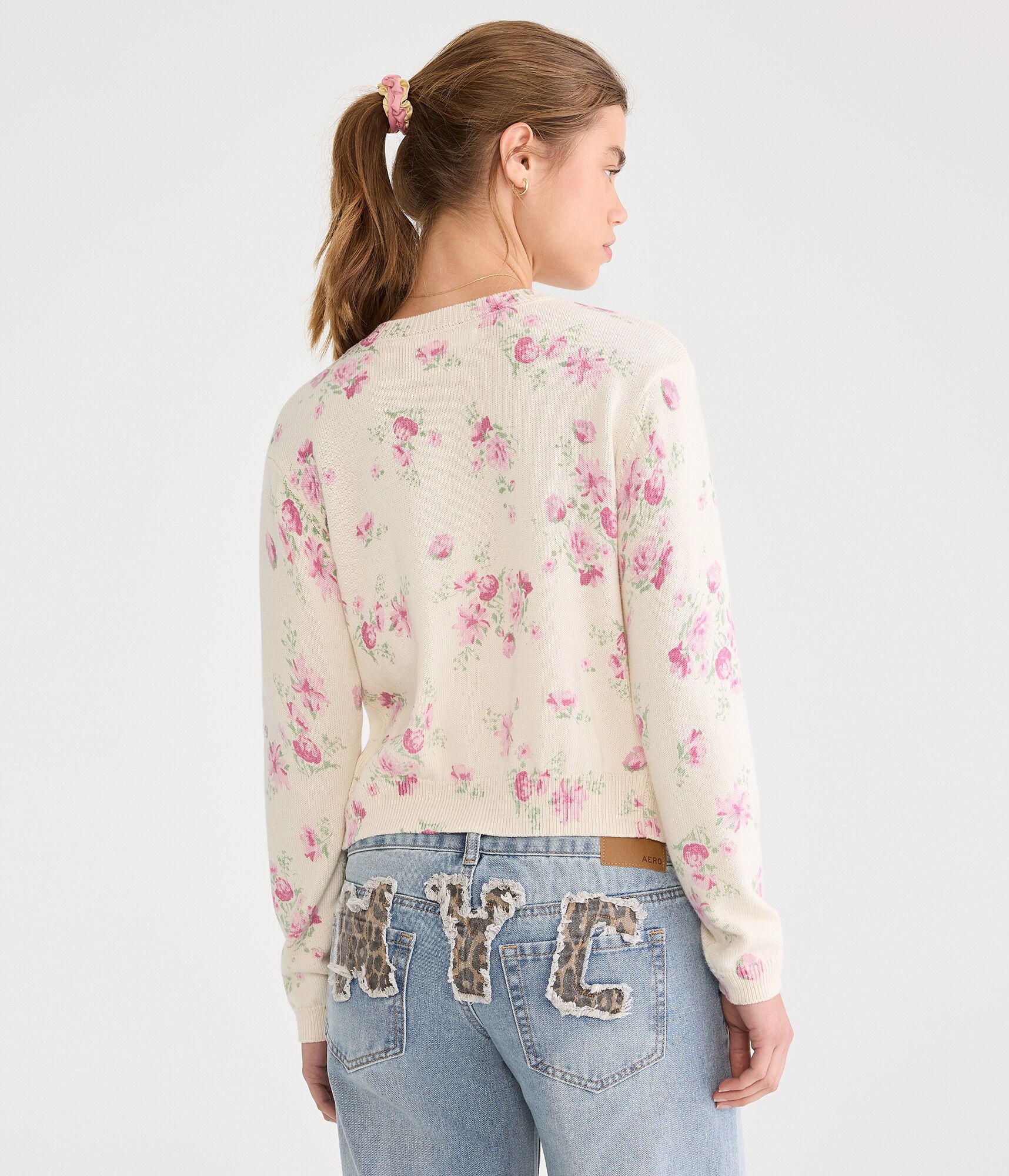 Floral Crew Cardigan