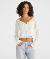 Long Sleeve Cropped Crocheted Cardigan