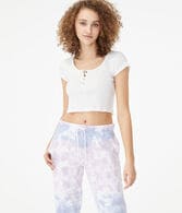 Scoop-Neck Cropped Henley