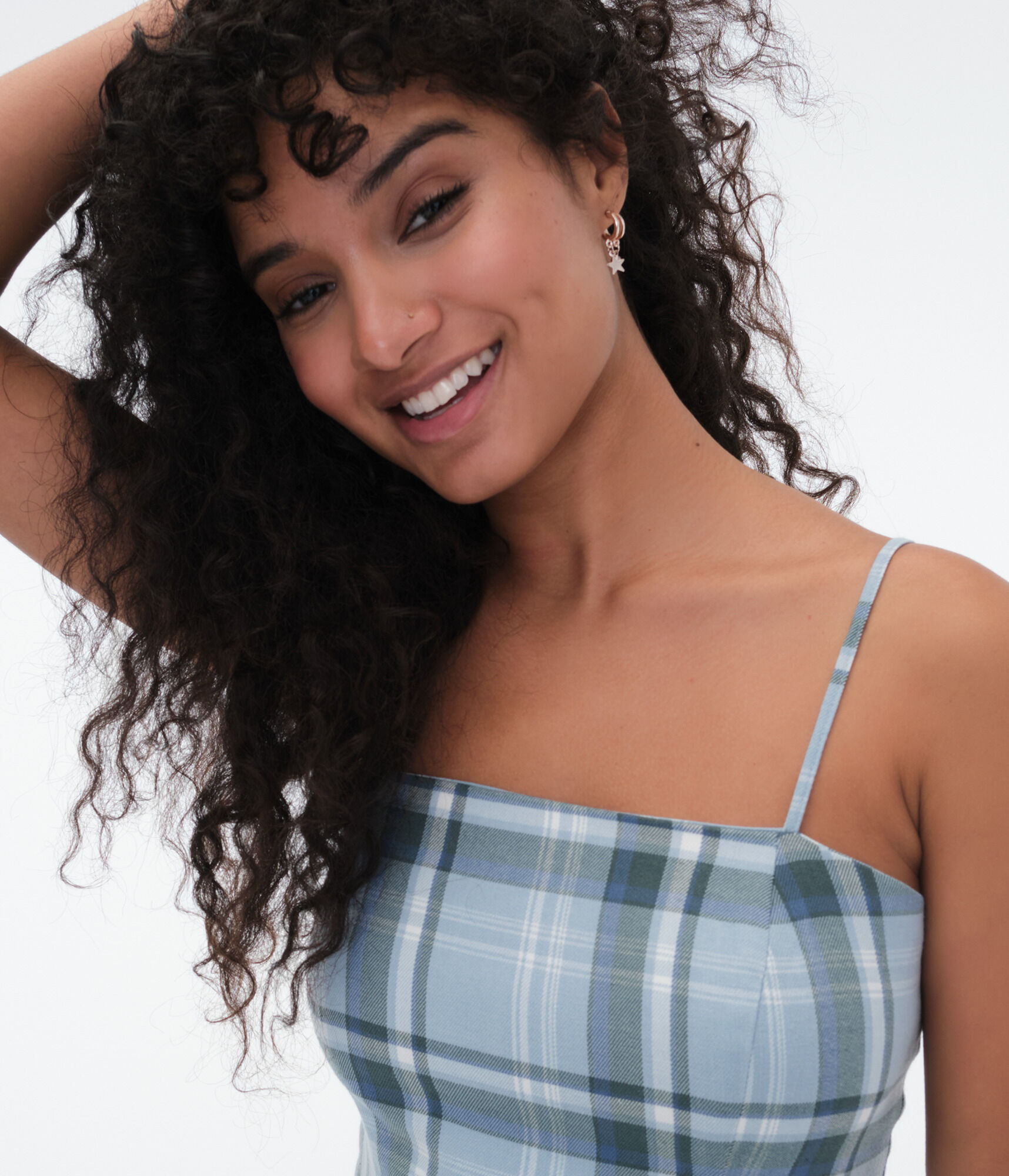 Plaid Square-Neck Mini Dress