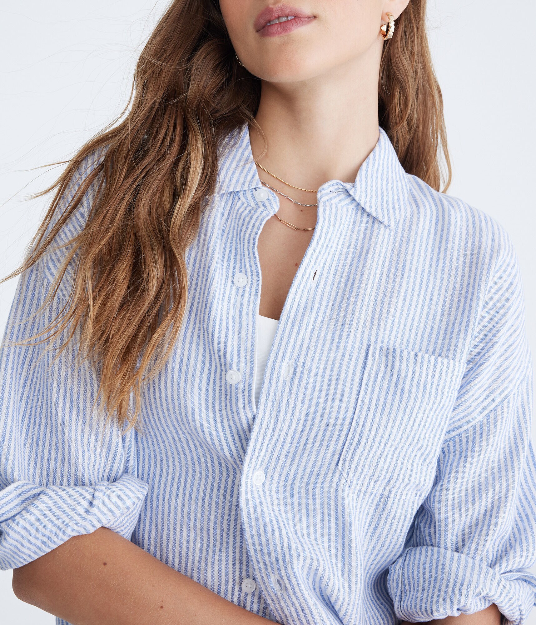 Long Sleeve Striped Linen Shirt
