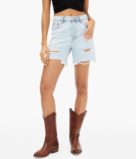 '90s High-Rise Baggy Hemp Denim Shorts