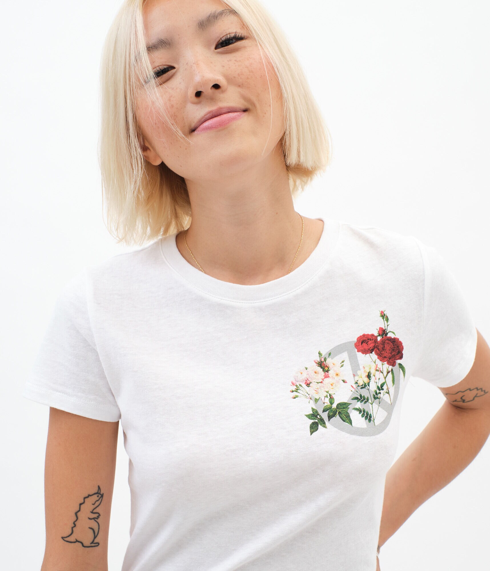 Floral Peace Sign Graphic Tee