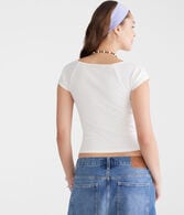 Seriously Soft Hibiscus Cropped V-Neck Tee