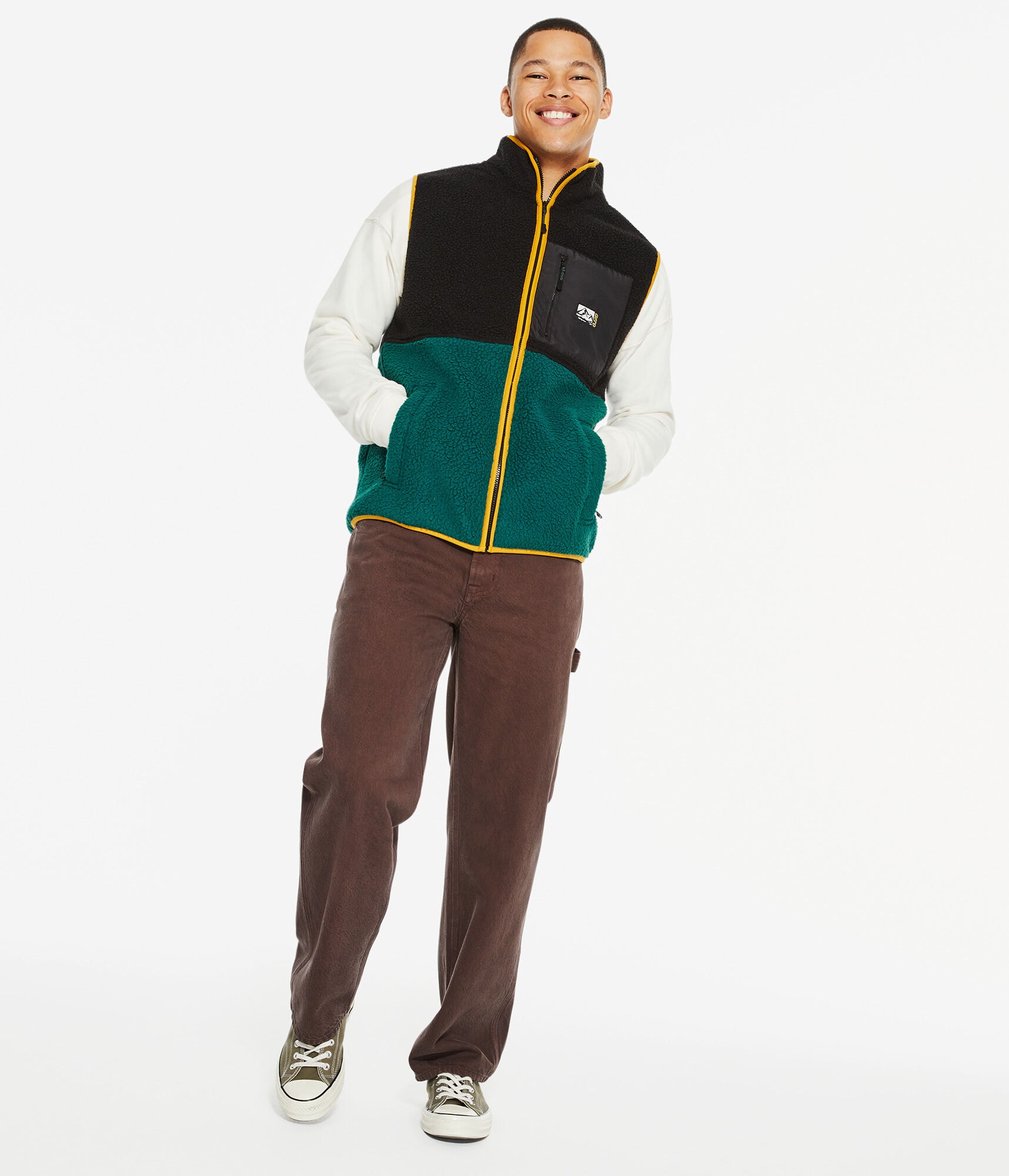 Colorblocked Sherpa Fleece Vest