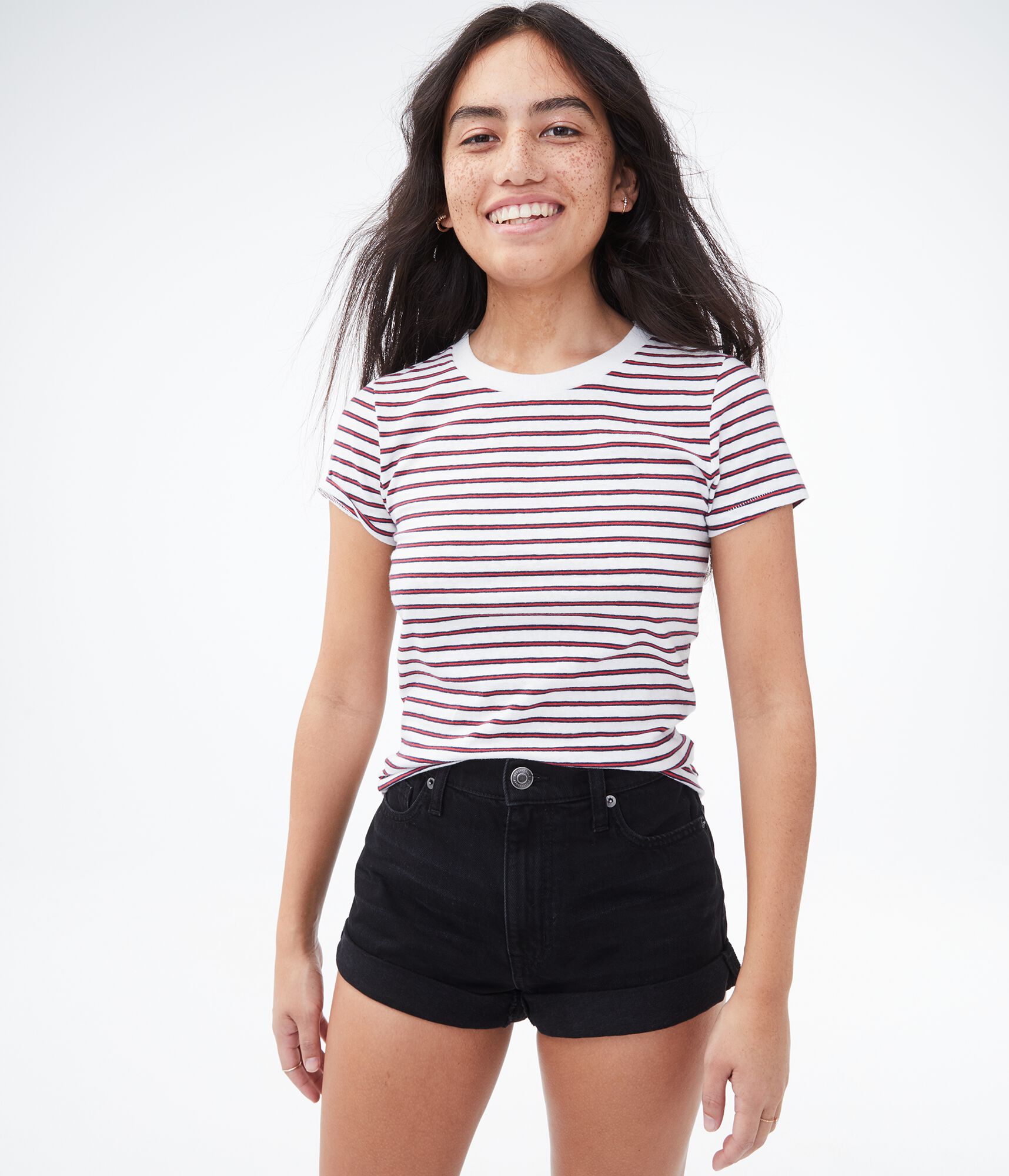 Striped '90s Slim Kate Crew Tee