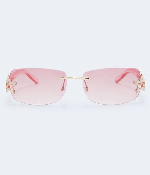 Rimless Rectangular Star Sunglasses Rimless Rectangular Star Sunglasses