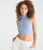 Cropped Mock-Neck Tank