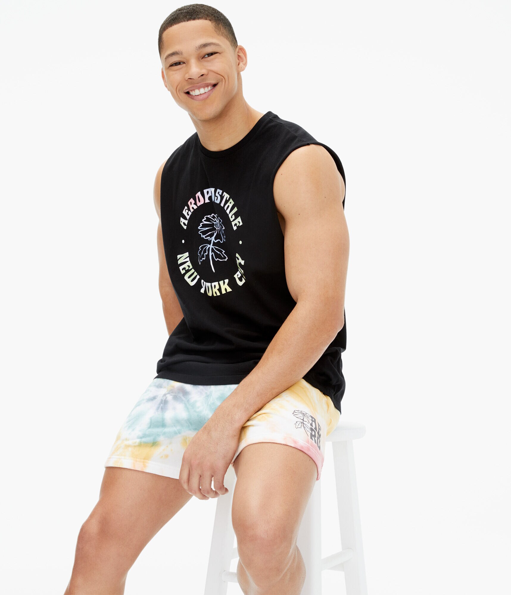 Aeropostale Flower Circle Muscle Tee