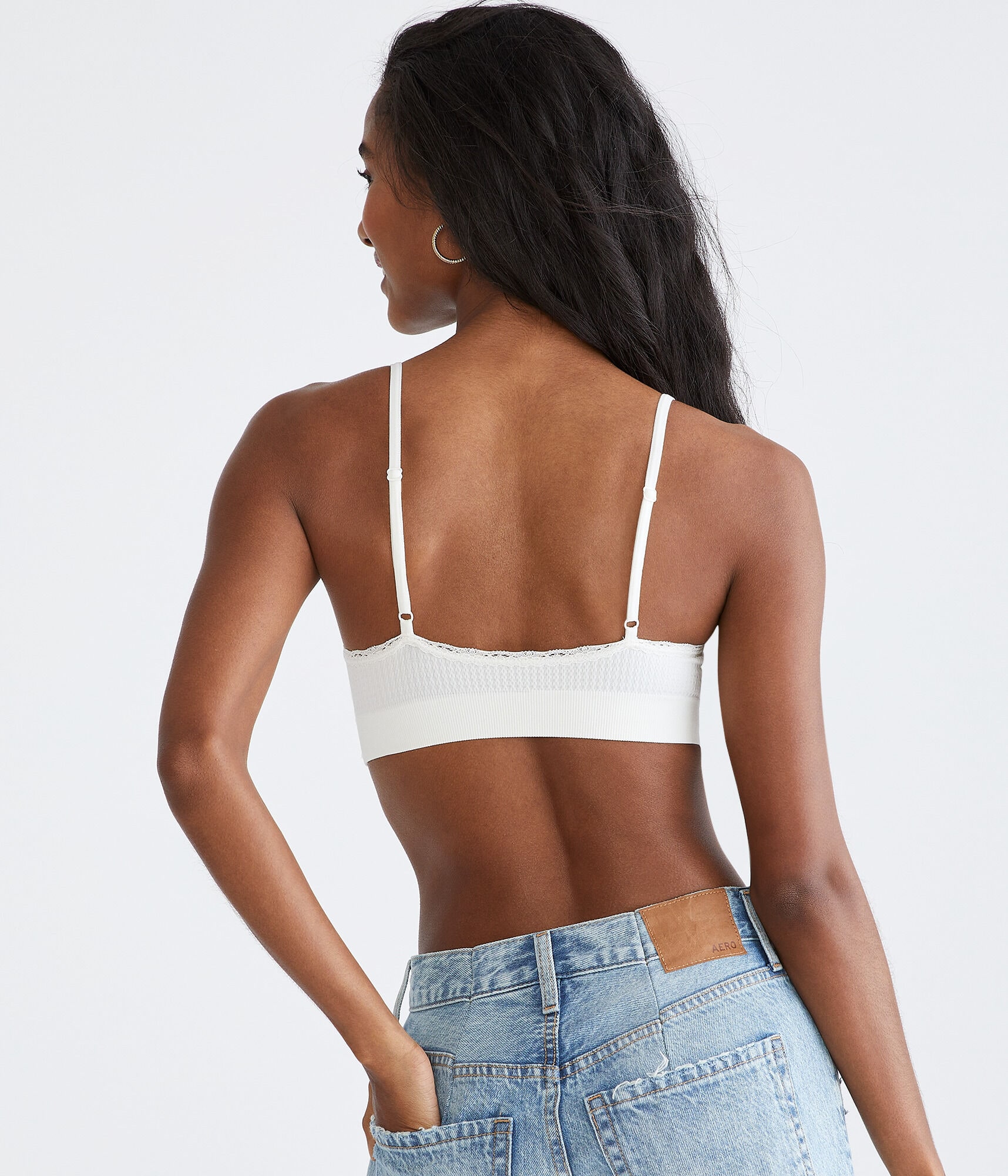 Seamless Lace-Trim Scoop Bralette
