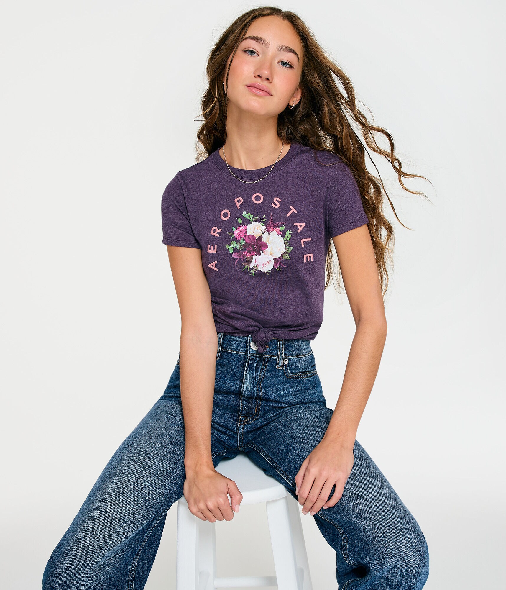 Aeropostale Arch Floral Graphic Tee