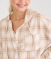 Long Sleeve Cinched Hem Plaid Flannel Shirt