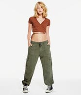 Surplice Tie-Front Crop Top