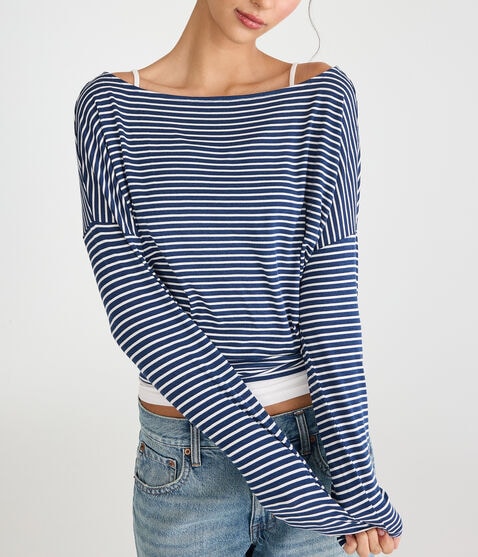 Long Sleeve Seriously Soft Striped Dolman Tee Long Sleeve Seriously Soft Striped Dolman Tee
