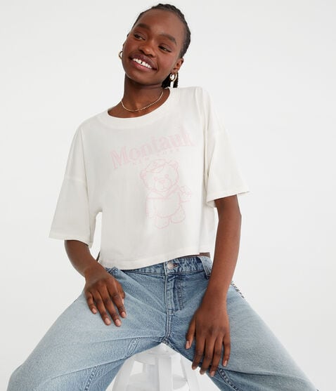 Montauk Teddy Bear Cropped Boyfriend Graphic Tee Montauk Teddy Bear Cropped Boyfriend Graphic Tee