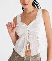 Eyelet Tie-Front Flyaway Tank