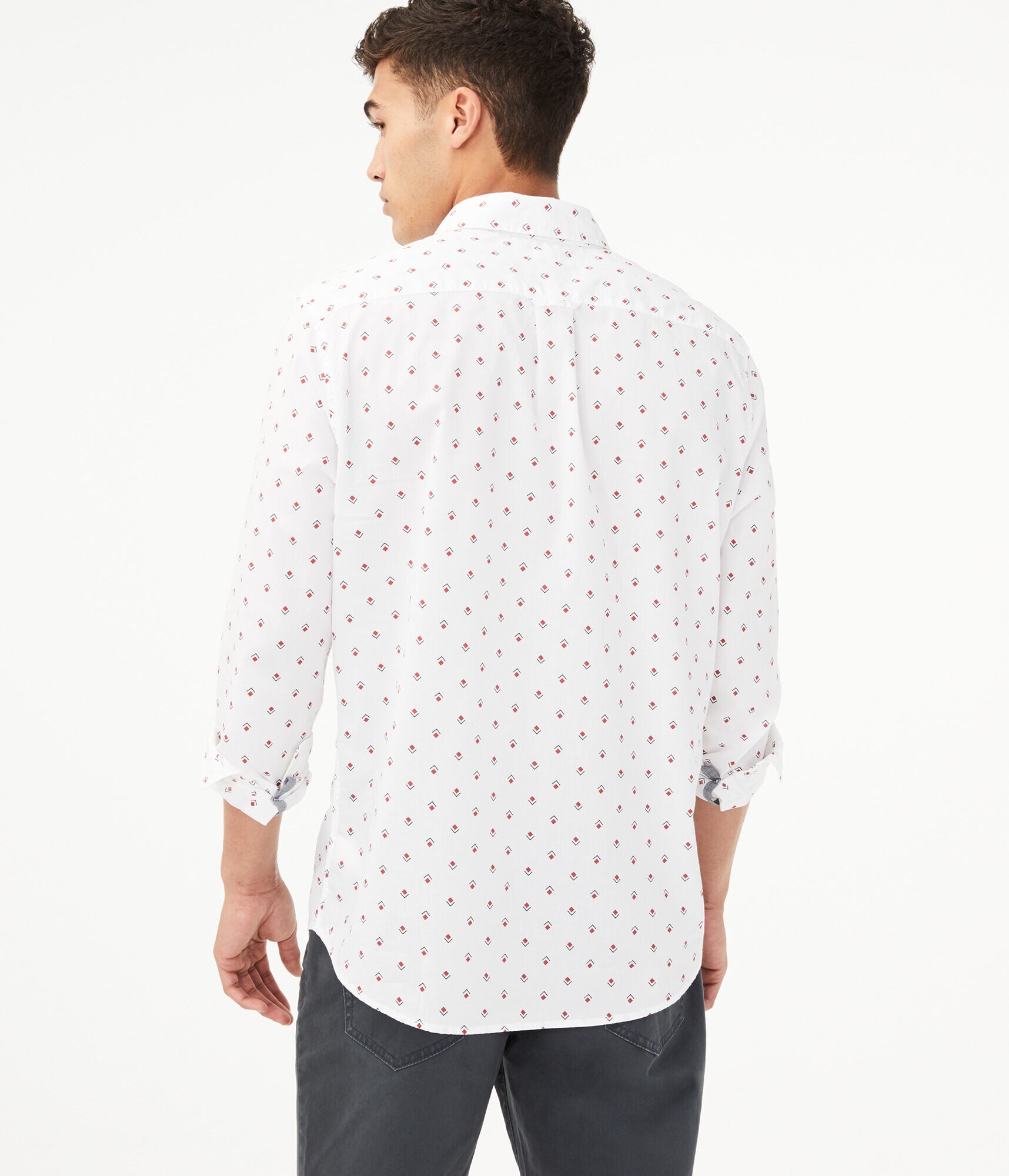 Long Sleeve Geometric Button-Down Shirt