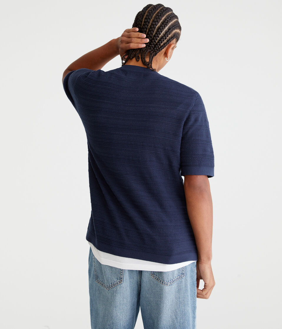 Horizontal Textured Stripe Sweater Tee