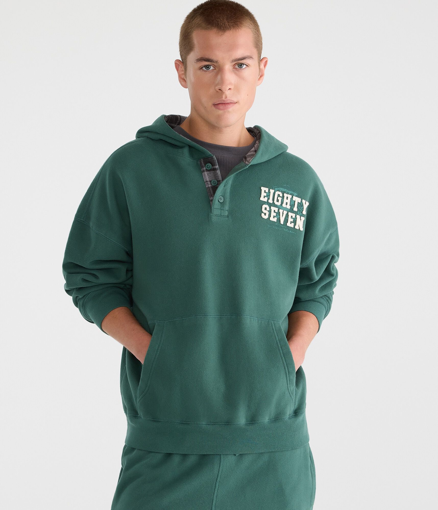 Cloud Soft Eighty Seven Henley Pullover Hoodie