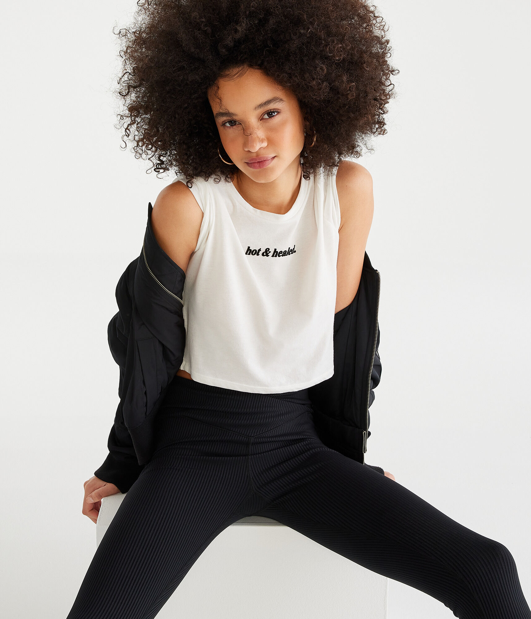 Hot &amp; Healed Flocked Cropped Baby Tee