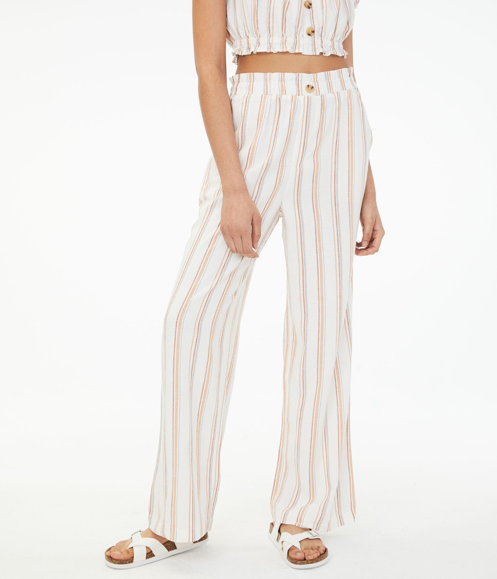 High-Rise Striped Wide-Leg Pants
