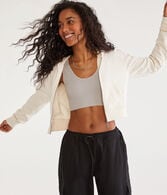 Solid Cropped Full-Zip Hoodie